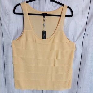 Talbots | Soft Yellow Lightweight Knit Sweater Tank Top w/Ruffle Front